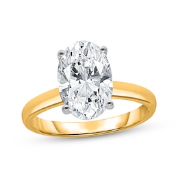 Now + Forever Lab-Grown Diamonds Oval-Cut Solitaire Engagement Ring 3 ct tw 14K Yellow Gold (F/SI2)