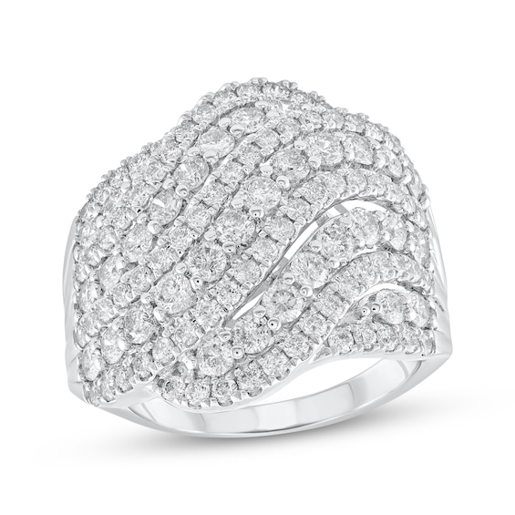 Diamond Multi-Row Wave Fashion Ring 2 ct tw 14K White Gold