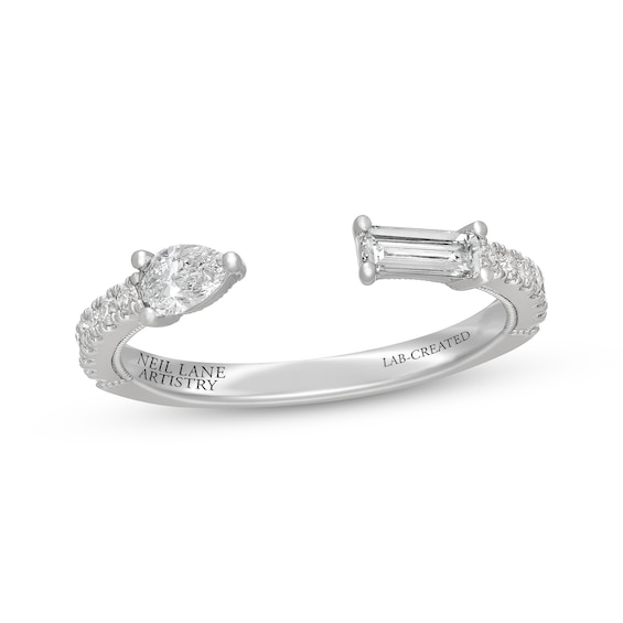 Neil Lane Artistry Pear-Shaped & Baguette-Cut Lab-Grown Diamond Cuff Wedding Band 1/2 ct tw 14K White Gold
