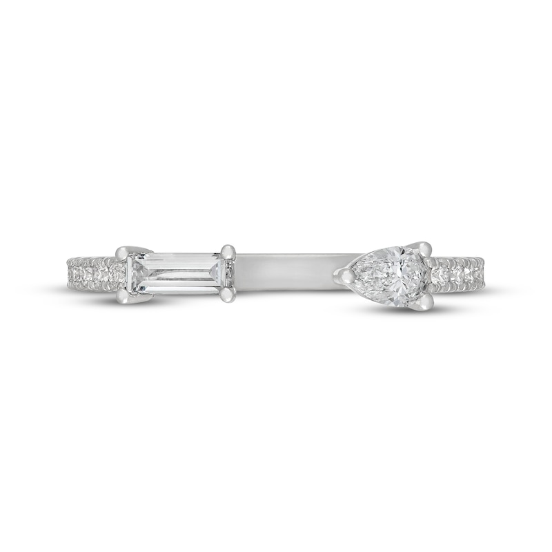Main Image 3 of Neil Lane Artistry Pear-Shaped & Baguette-Cut Lab-Grown Diamond Cuff Wedding Band 1/2 ct tw 14K White Gold