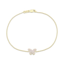 STUDIO BY KAY Pink Lab-Created Sapphire Butterfly Bracelet 24K Yellow Gold Vermeil Sterling Silver 7.25"
