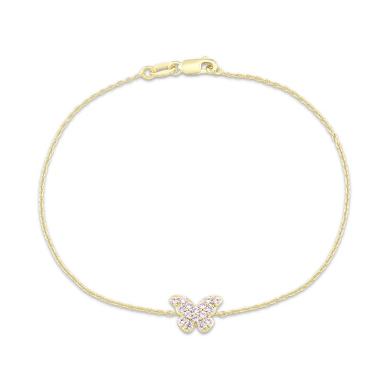 STUDIO BY KAY Pink Lab-Created Sapphire Butterfly Bracelet 24K Yellow Gold Vermeil Sterling Silver 7.25"