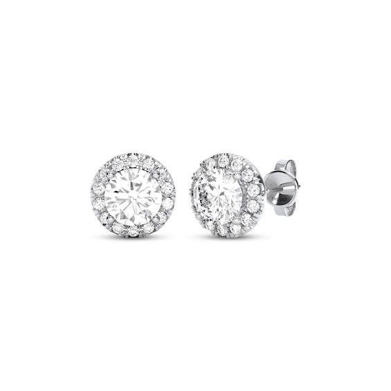 THE LEO Diamond Halo Stud Earrings 7/8 ct tw 14K White Gold