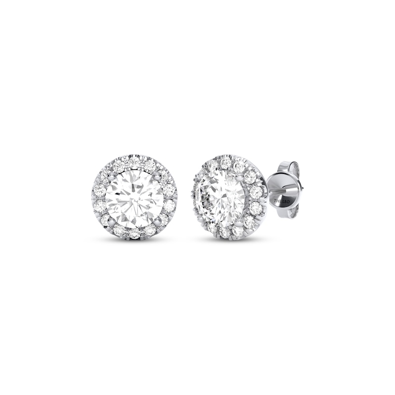 Main Image 1 of THE LEO Diamond Halo Stud Earrings 7/8 ct tw 14K White Gold