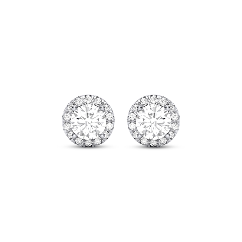 Main Image 2 of THE LEO Diamond Halo Stud Earrings 7/8 ct tw 14K White Gold