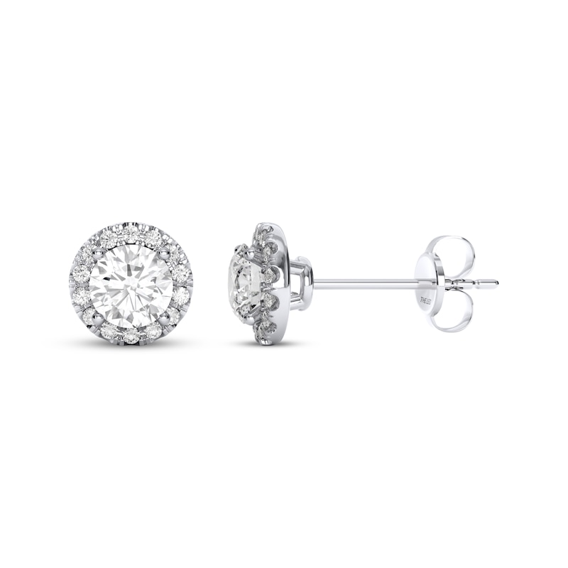 Main Image 3 of THE LEO Diamond Halo Stud Earrings 7/8 ct tw 14K White Gold
