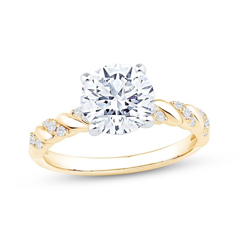Main Image 1 of Now + Forever Lab-Grown Diamonds Round-Cut Twist Shank Engagement Ring 2-1/15 ct tw 14K Yellow Gold