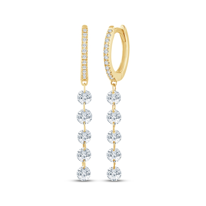 Main Image 1 of KAY Lab-Grown Diamonds Hoop Drop Earrings 1 ct tw 10K Yellow Gold