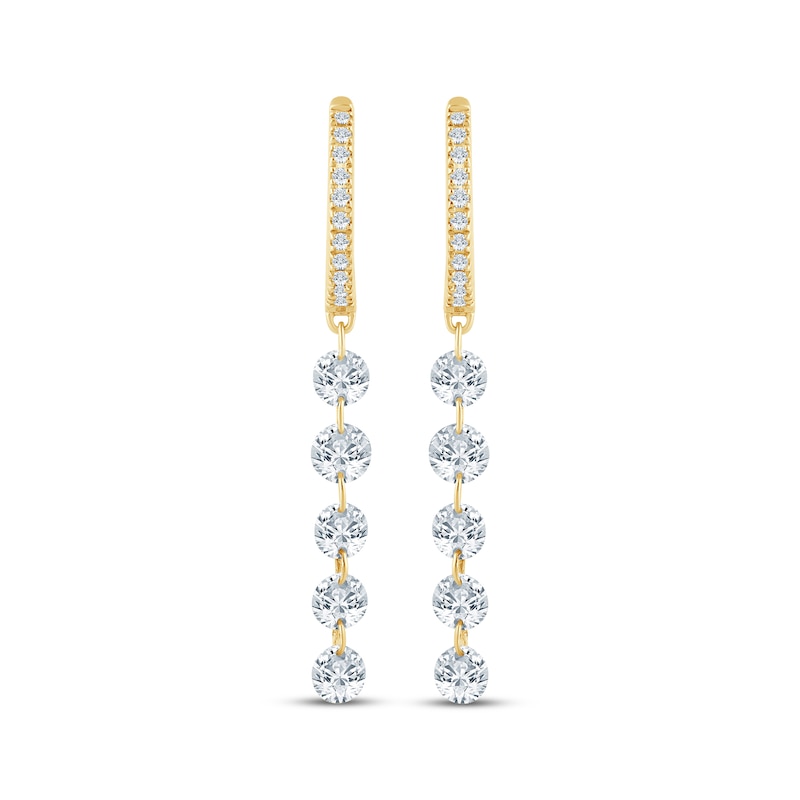 Main Image 2 of KAY Lab-Grown Diamonds Hoop Drop Earrings 1 ct tw 10K Yellow Gold