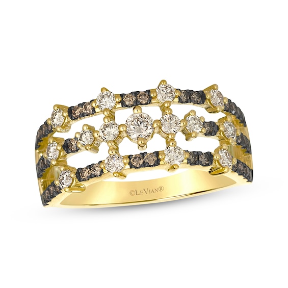 Le Vian Desert Diamonds Three-Row Ring 3/4 ct tw 14K Honey Gold