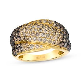 Le Vian Desert Diamonds Chocolate Ombré Crossover Ring 2-1/3 ct tw 14K Honey Gold