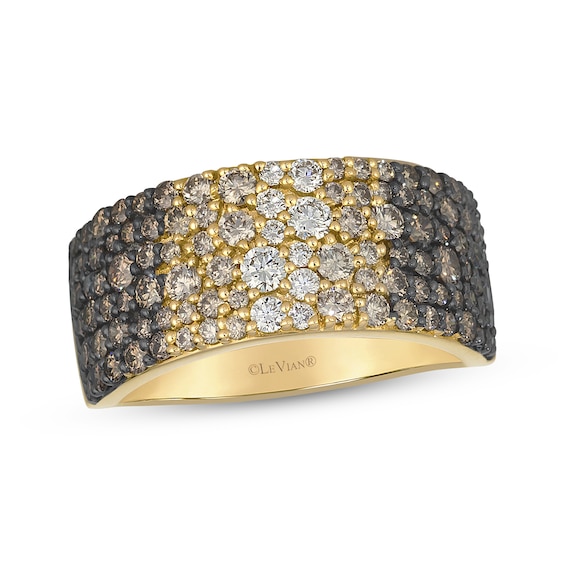 Le Vian Desert Diamonds Chocolate Ombré Multi-Row Ring 1-1/2 ct tw 14K Honey Gold