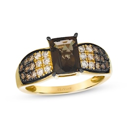 Le Vian Desert Diamonds Emerald-Cut Chocolate Quartz Ring 1/2 ct tw 14K Honey Gold