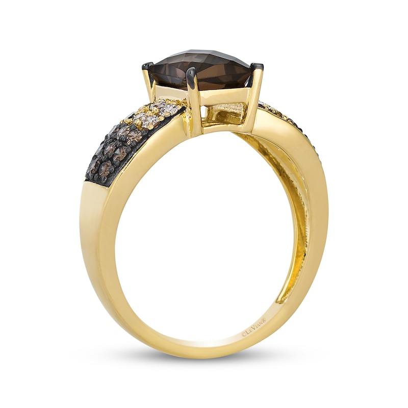Main Image 3 of Le Vian Desert Diamonds Emerald-Cut Chocolate Quartz Ring 1/2 ct tw 14K Honey Gold