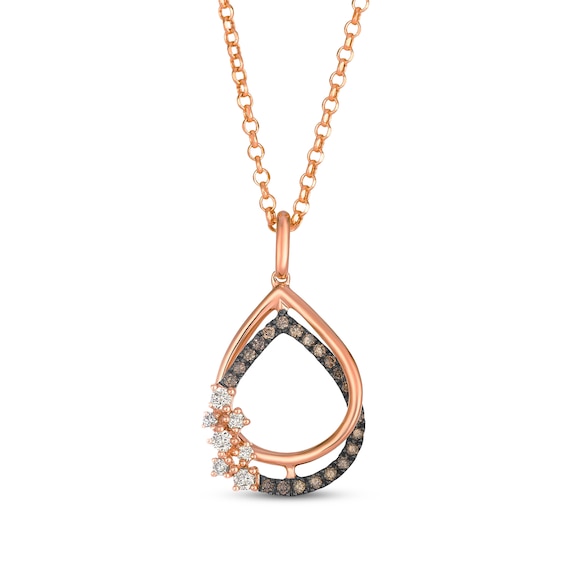Le Vian Desert Diamonds Teardrop Frame Necklace 1/4 ct tw 14K Strawberry Gold 19"