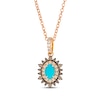 Thumbnail Image 1 of Le Vian Oval-Cut Turquoise Starburst Frame Drop Necklace 1/3 ct tw Diamonds 14K Strawberry Gold 19"