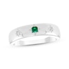 Thumbnail Image 1 of Lab-Created Emerald & White Lab-Created Sapphire Star Ring Sterling Silver