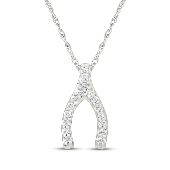 Diamond Wishbone Necklace 1/20 ct tw 10K White Gold 18"