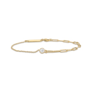 STUDIO BY KAY Round-Cut Diamond Solitaire Half and Half Bracelet 1/6 ct tw 24K Yellow Gold Vermeil Sterling Silver 7"