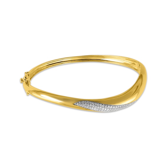 STUDIO BY KAY Lab-Grown Diamond Curve Bangle Bracelet 1/2 ct tw 24K Yellow Gold Vermeil Sterling Silver 7"