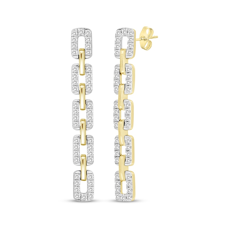 Main Image 1 of Linked Always Diamond Chain Link Drop Earrings 1/2ct tw 10K Yellow Gold