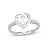 Thumbnail Image 3 of Heart-Shaped White Lab-Created Sapphire Halo Gift Set Sterling Silver