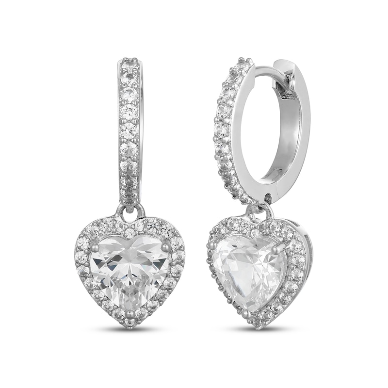 Main Image 4 of Heart-Shaped White Lab-Created Sapphire Halo Gift Set Sterling Silver