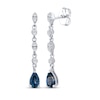 Thumbnail Image 1 of American Blue Sapphire & Diamond Drop Earrings 1/10 ct tw Sterling Silver
