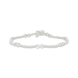 Lab-Grown Diamond Infinity Symbol Station Bracelet 1 ct tw Sterling Silver 7"