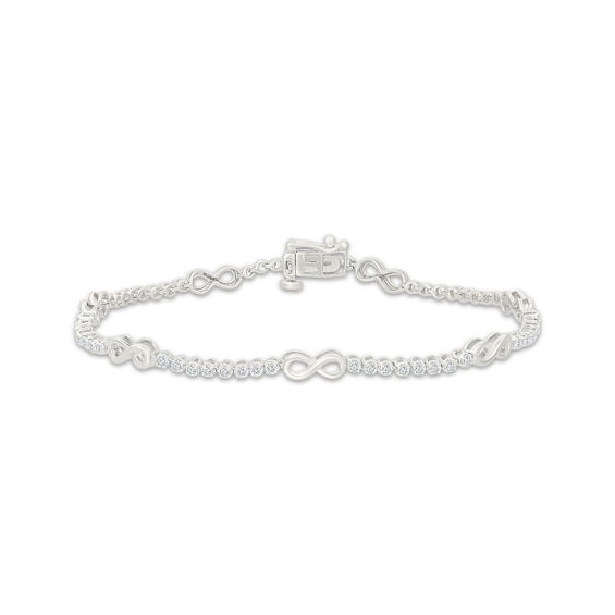 Lab-Grown Diamond Infinity Symbol Station Bracelet 1 ct tw Sterling Silver 7"