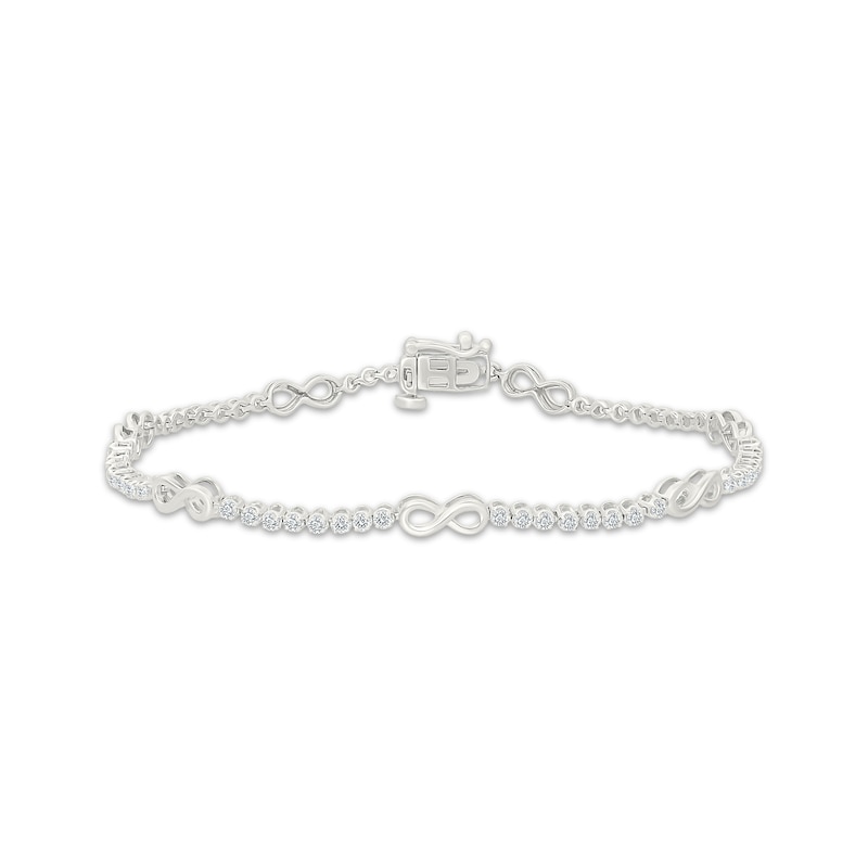 Main Image 1 of Lab-Grown Diamond Infinity Symbol Station Bracelet 1 ct tw Sterling Silver 7"
