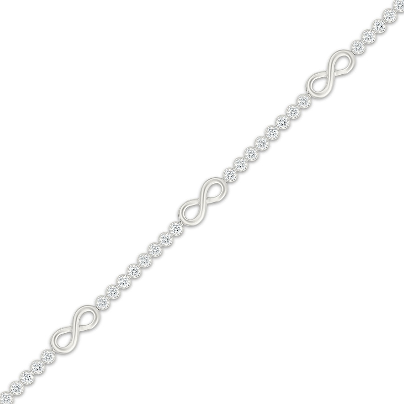 Main Image 2 of Lab-Grown Diamond Infinity Symbol Station Bracelet 1 ct tw Sterling Silver 7"
