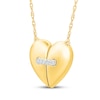 Thumbnail Image 2 of Diamond Accent Stitched Heart Necklace 10K Yellow Gold 18"