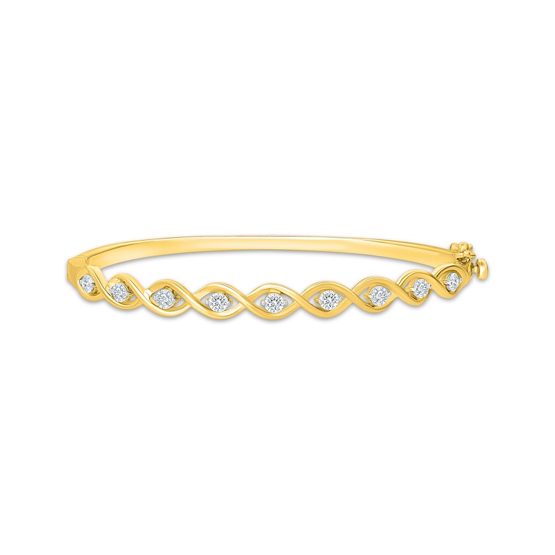 Main Image 1 of KAY Lab-Grown Diamonds Twist Bangle Bracelet 1 ct tw 18K Yellow Gold-Plated Sterling Silver
