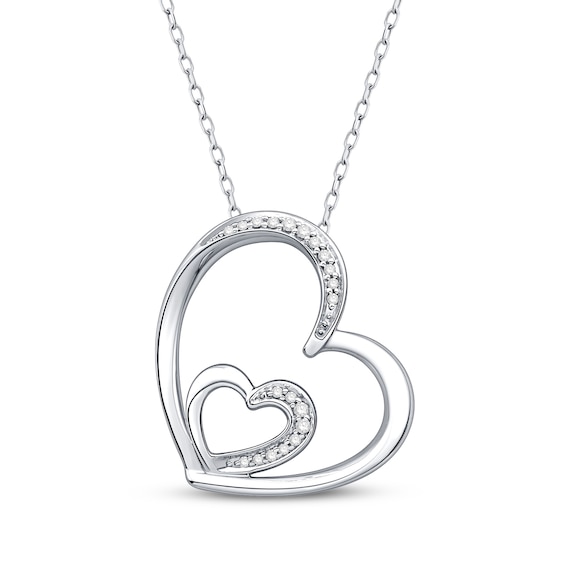 KAY Lab-Grown Diamonds Double Tilted Heart Necklace 1/15 ct tw Sterling Silver 18"