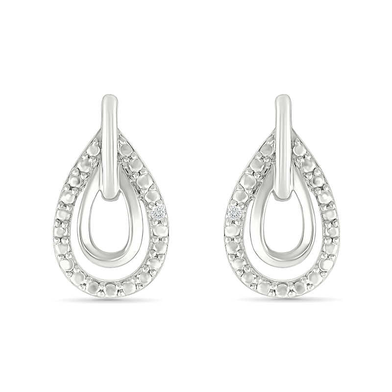 Main Image 1 of Diamond Accent Double Pear-shaped Drop Earrings Sterling Silver