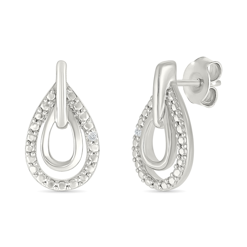 Main Image 2 of Diamond Accent Double Pear-shaped Drop Earrings Sterling Silver