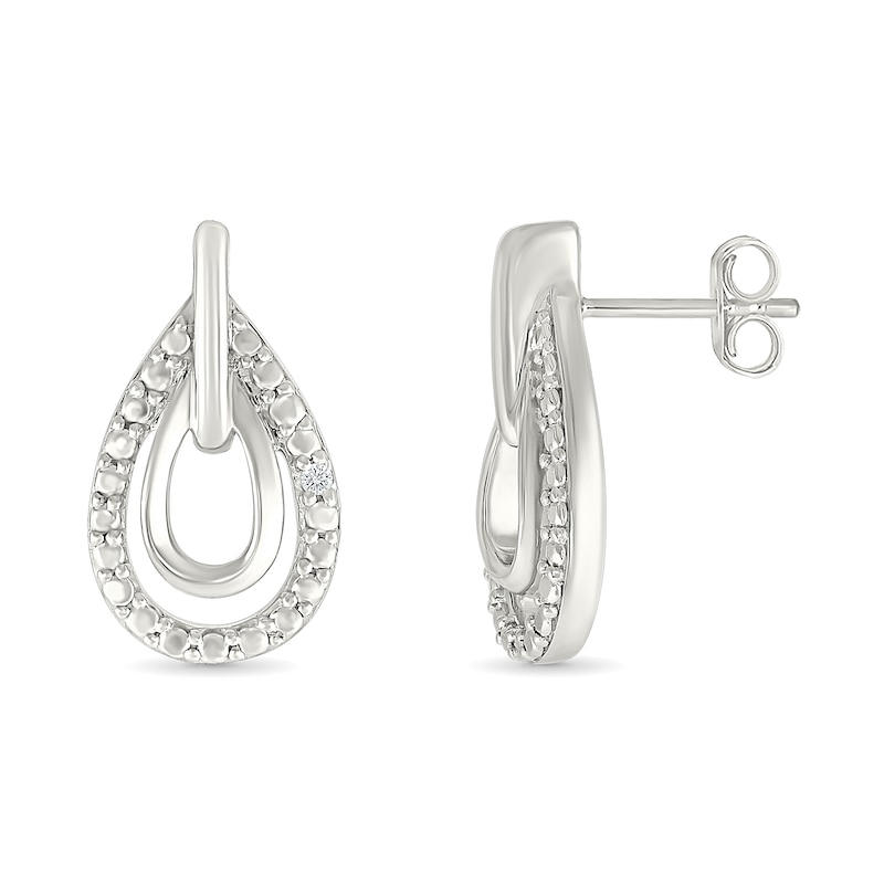 Main Image 3 of Diamond Accent Double Pear-shaped Drop Earrings Sterling Silver