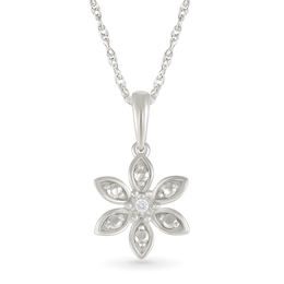 Diamond Accent Flower Necklace Sterling Silver