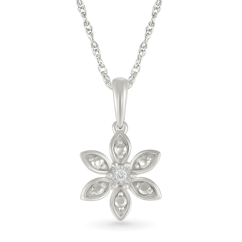 Main Image 1 of Diamond Accent Flower Necklace Sterling Silver