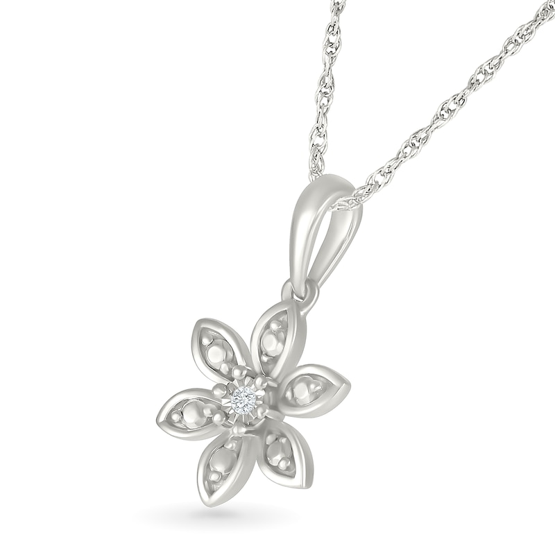 Main Image 2 of Diamond Accent Flower Necklace Sterling Silver