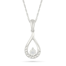 Diamond Accent Teardrop Necklace Sterling Silver