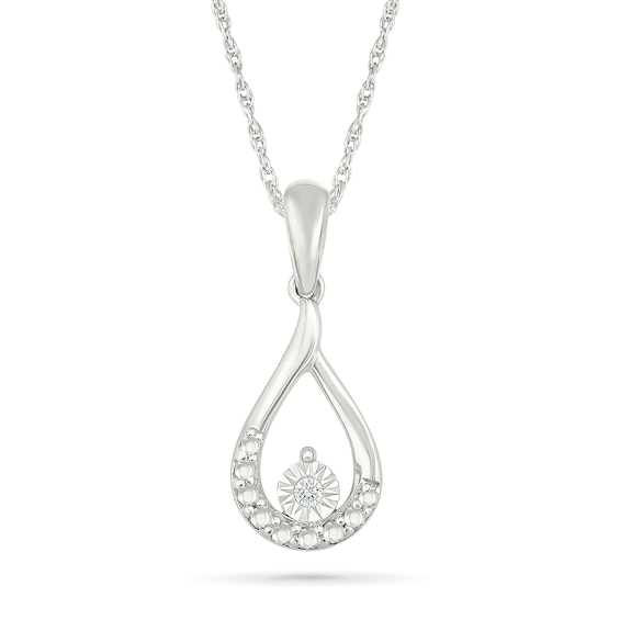 Diamond Accent Teardrop Necklace Sterling Silver