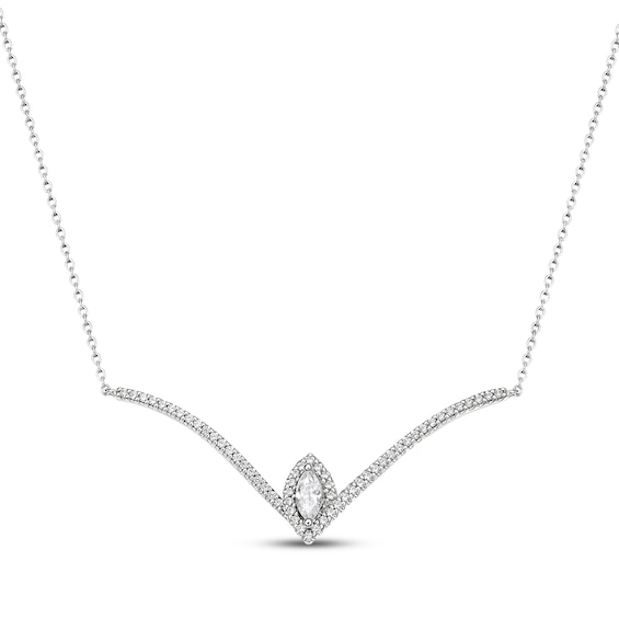 KAY Lab-Grown Diamonds Marquise-Cut Chevron Necklace 1/2 ct tw 14K White Gold 18"