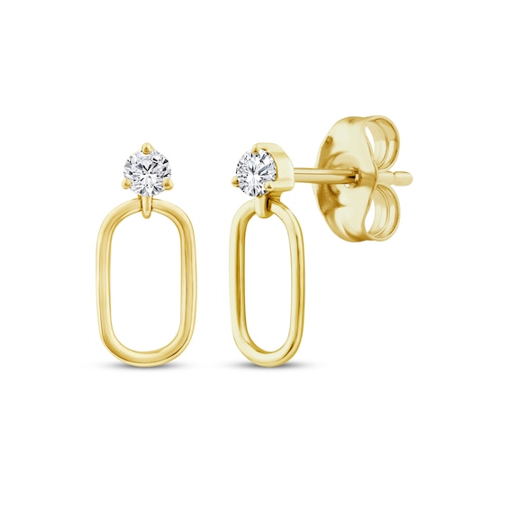 KAY Lab-Grown Diamonds Oval Dangle Earrings 1/15 ct tw 10K Yellow Gold