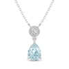 Thumbnail Image 1 of Pear-Shaped Aquamarine and White Lab-Created Sapphire Vintage Drop Necklace Sterling Silver 18"