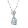 Thumbnail Image 2 of Pear-Shaped Aquamarine and White Lab-Created Sapphire Vintage Drop Necklace Sterling Silver 18"