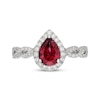 Thumbnail Image 3 of Neil Lane Pear-Shaped Garnet Engagement Ring 3/8 ct tw Diamonds 14K White Gold