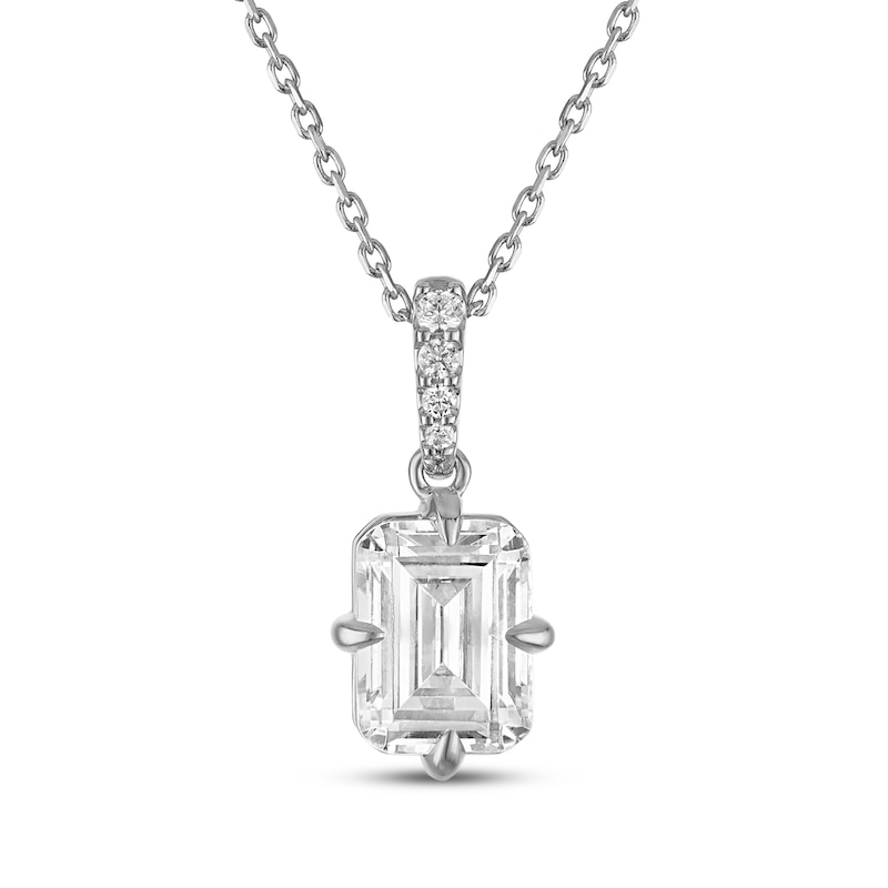 Main Image 1 of Neil Lane Artistry Emerald & Round-Cut Lab-Grown Diamond Necklace 2 ct tw 14K White Gold 18"