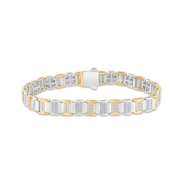 KAY Lab-Grown Diamonds Men's Bracelet 1-1/2 ct tw Sterling Silver & 10K Yellow Gold 8.5"